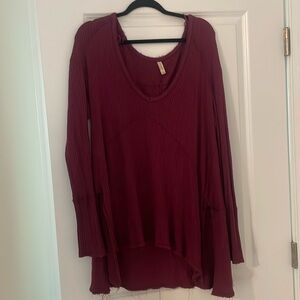 Maroon free people waffle knit